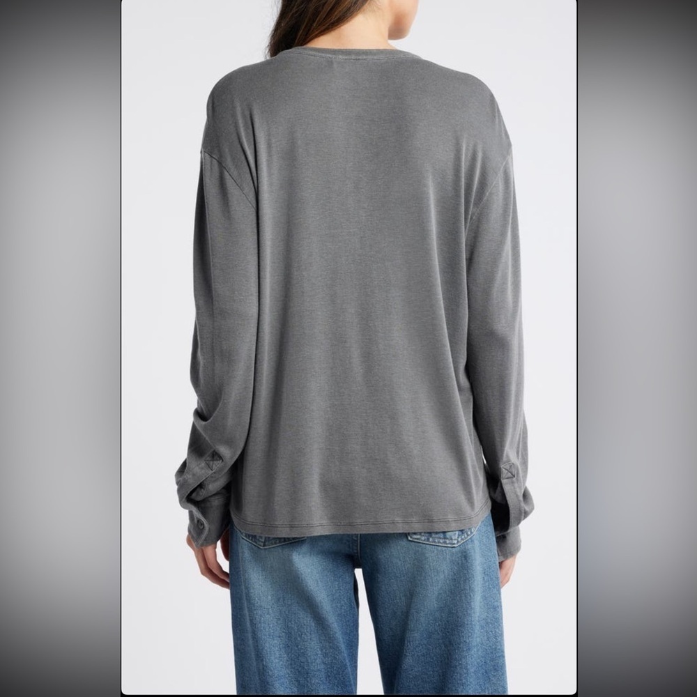Treasure & Bond Boxy Henley, BLACK JET, Size Large, NWT - Picture 3 of 7